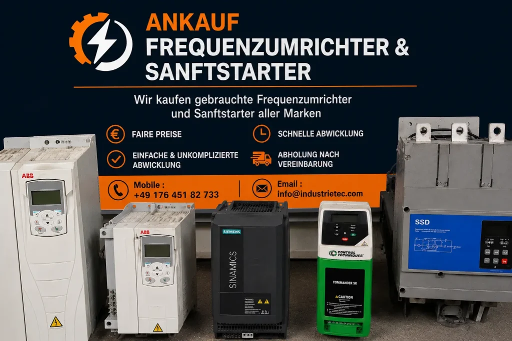 Ankauf von Frequenzumrichtern und Sanftstartern durch Industrietec mit Siemens, ABB und Industriekomponenten
