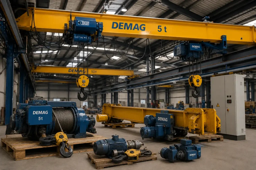 DEMAG Hallenkran und Laufkatzen in einer Industriehalle für Industrieankauf